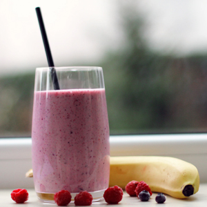 Berry and banana smoothie.